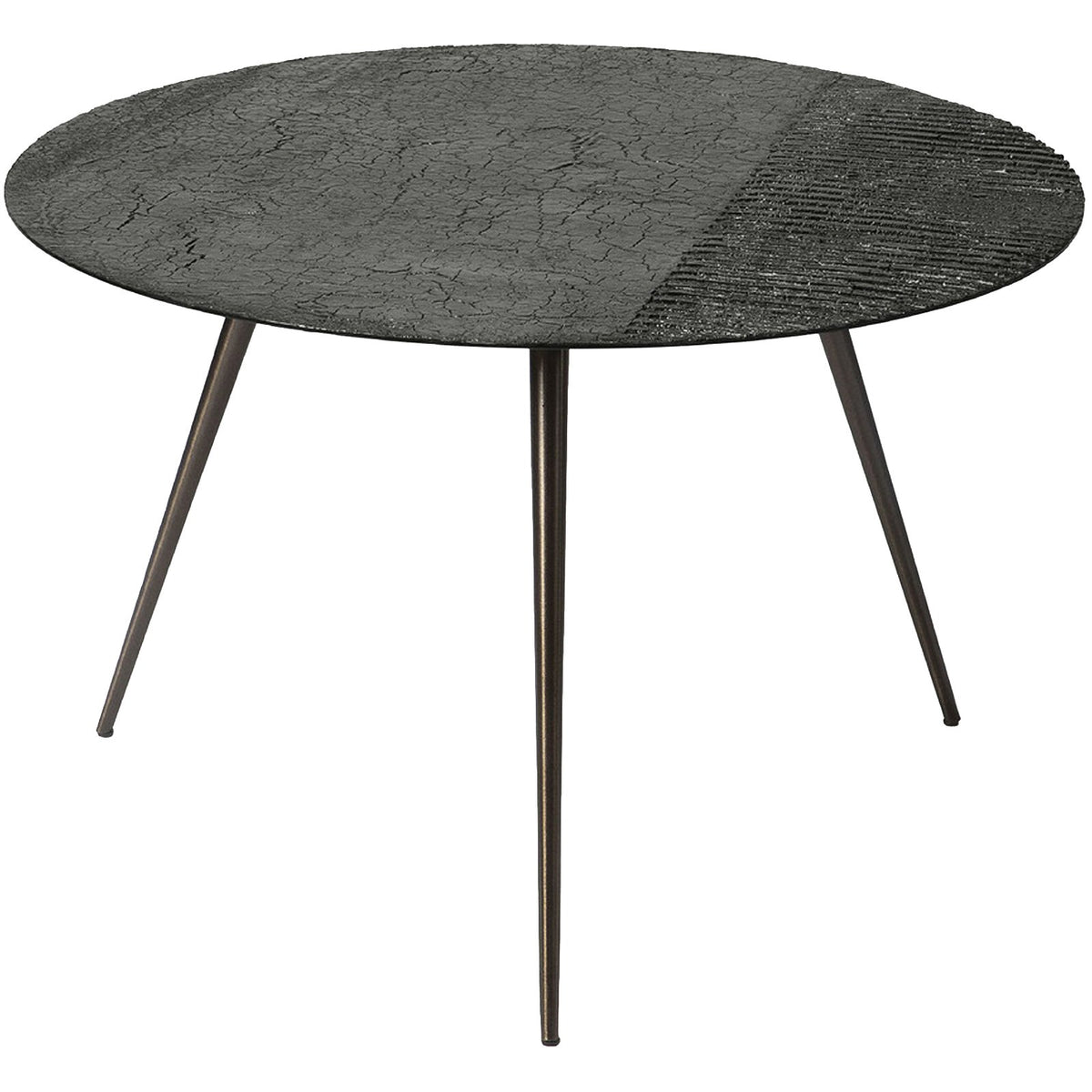 Luna Lava Linear Round Coffee Table, Black