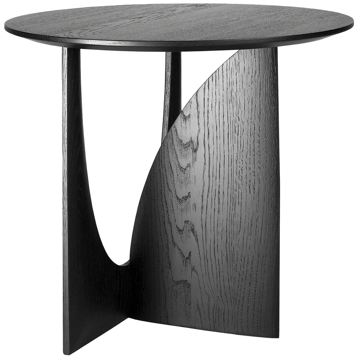 Geometric Round Oak Side Table